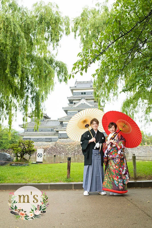 松本城とスタジオでの前撮り