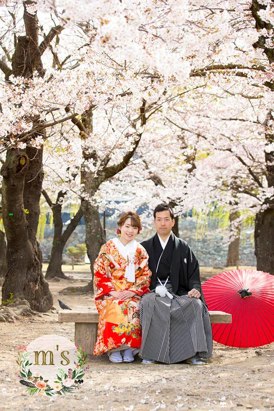 松本城での桜　前撮り