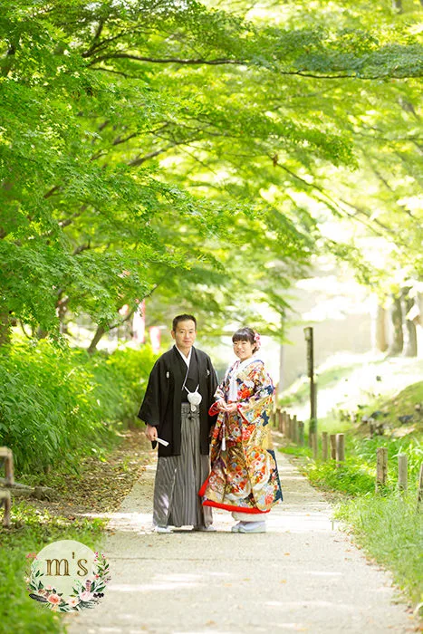 上田の城址公園にて前撮り