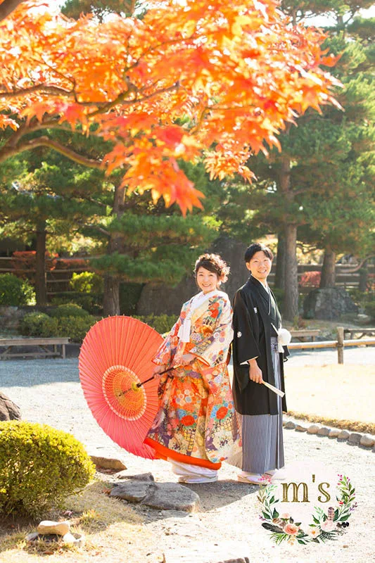 紅葉の松本城での撮影