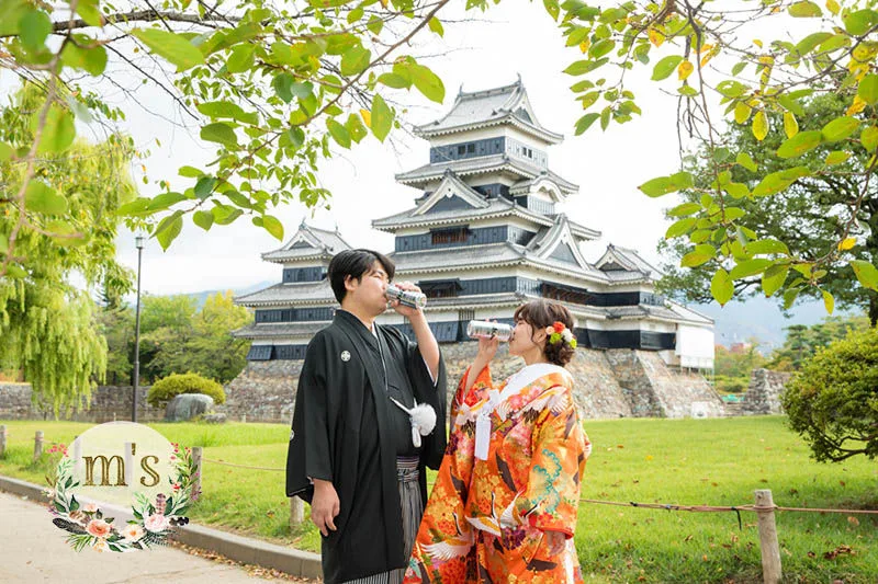 松本城でのウェディングフォト　和装前撮り
