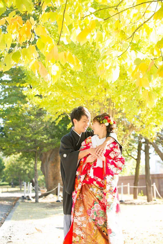 松本城での前撮り　紅葉