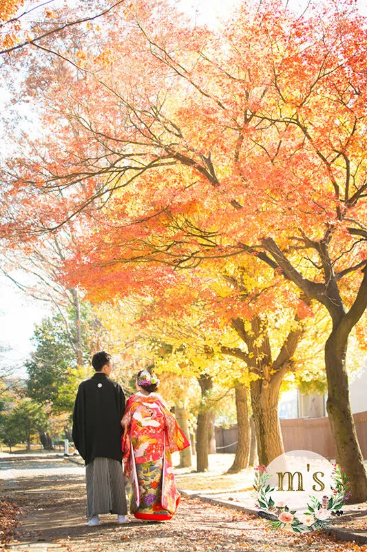 紅葉の松本城とスタジオ