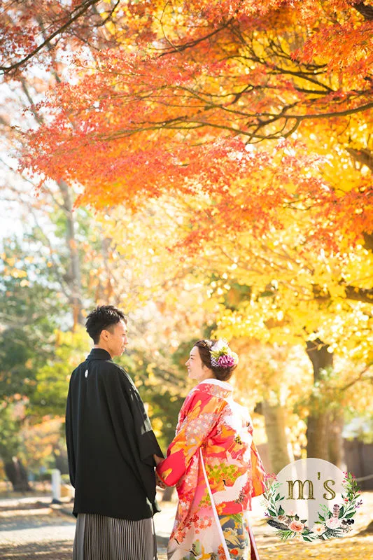 紅葉の松本城とスタジオ
