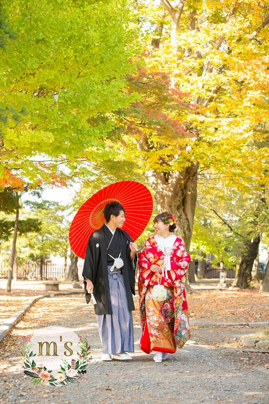 松本城での前撮り　紅葉