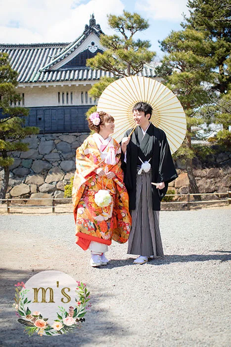 春の松本城で前撮り