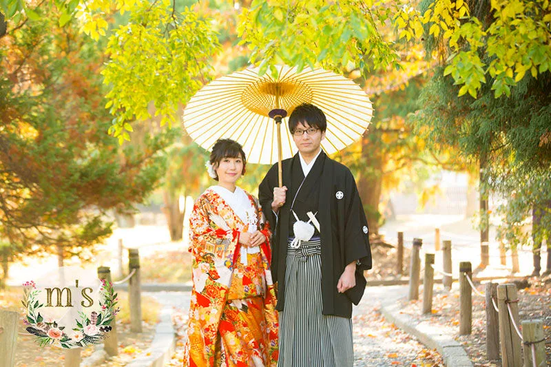 紅葉の松本城での前撮り