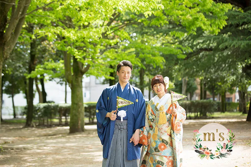 新緑のあがたの森での前撮り
