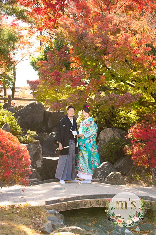 あがたの森での紅葉、前撮り