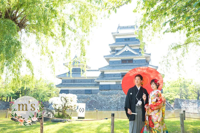 新緑の松本城での和装前撮り