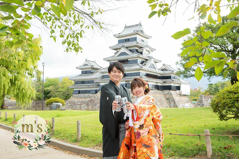 松本城でのウェディングフォト　和装前撮り