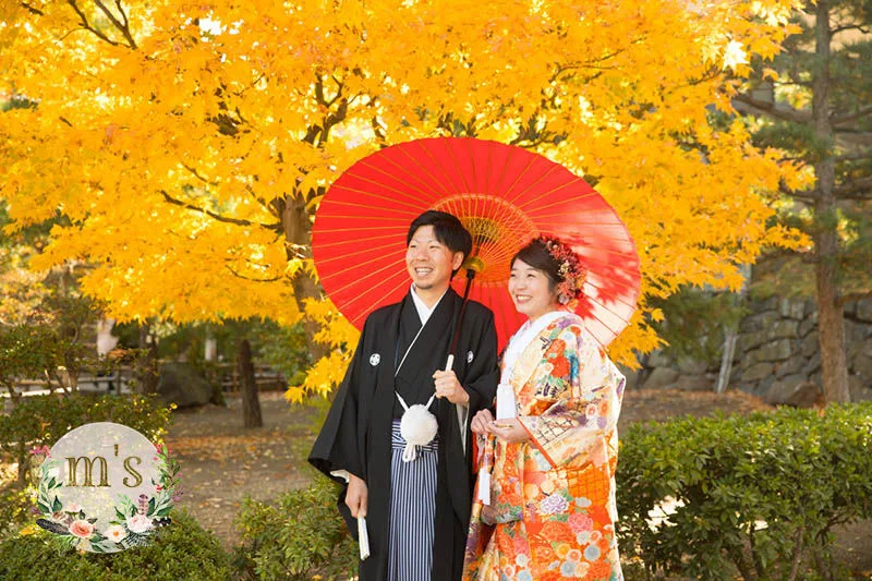 紅葉の松本城での撮影