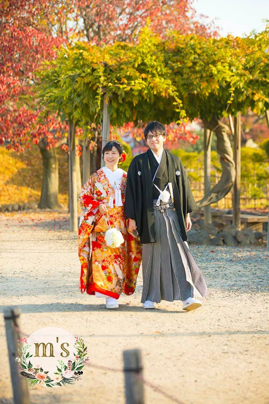 紅葉の松本城での前撮り