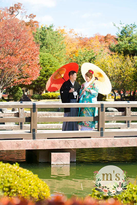 あがたの森での紅葉、前撮り