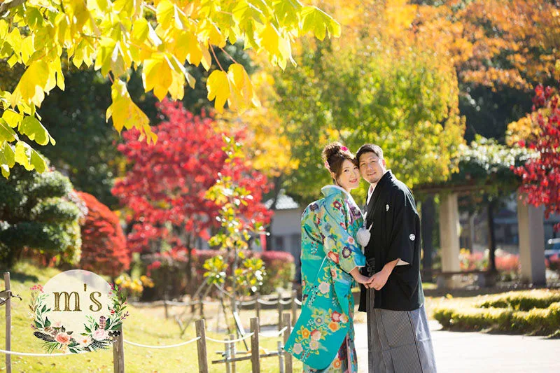 あがたの森での紅葉、前撮り