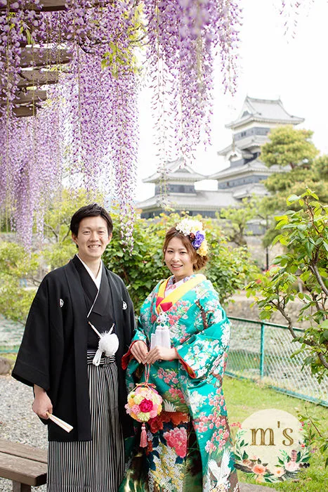 新緑の松本城での前撮り