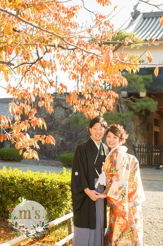 紅葉の松本城での撮影
