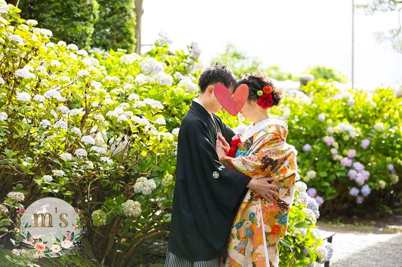 松本城と紫陽花のお寺にて前撮り